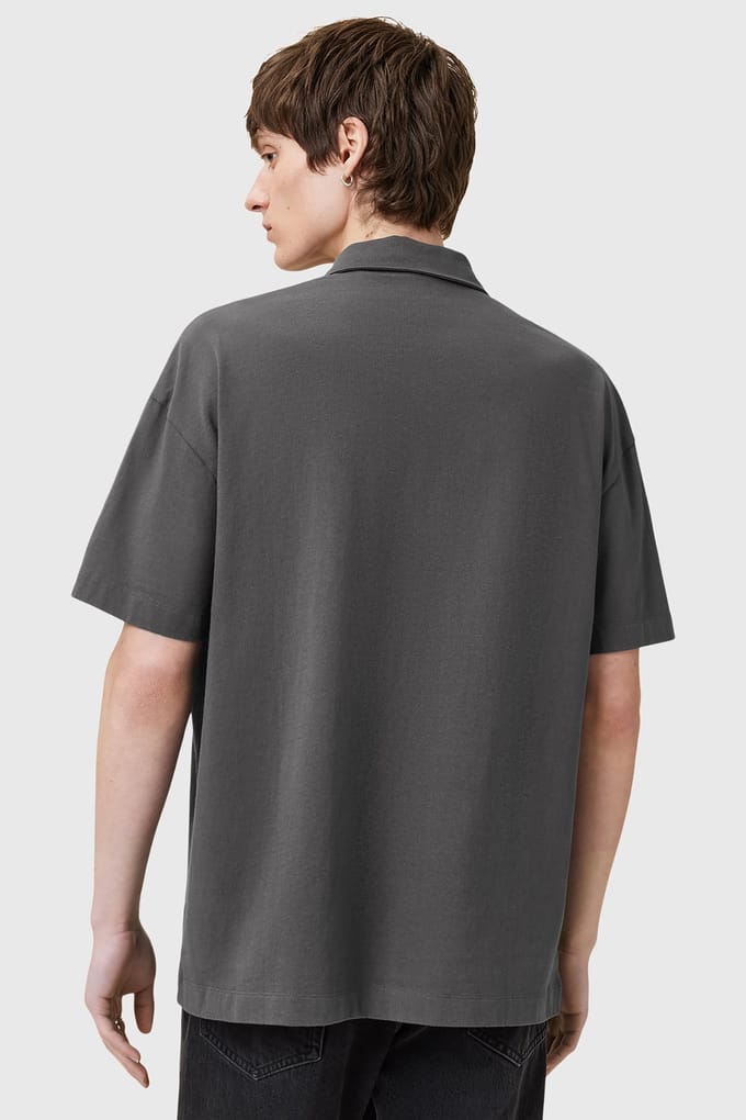 AllSaints Xander Ss Polo Gravestone Grey Größe: S | Poloshirts Outlet | Herren | Grau