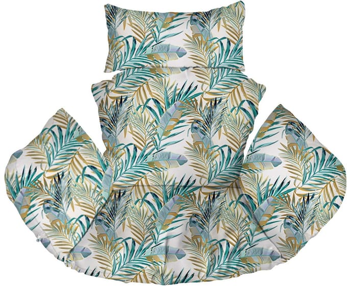 FEROCITY - Hangstoel Kussen - Hangstoelkussen - Tuincocon Kussen - Schommelkussen - Polyester - Palm Wit