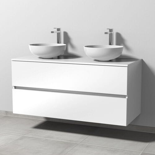 Sanipa Solo One Eloquo ceramic set 120 cm with 2 ceramic washbasins, vanity base, 2 drawers, 2 tap holes PS20778