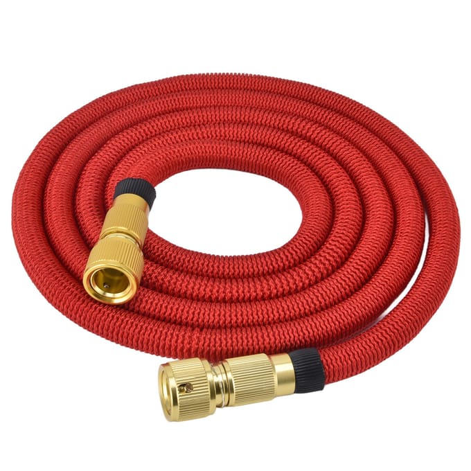 Waterslang Uitzetbaar Messing Snelkoppeling Tuinwaterslang voor Besproeiing Autowassen 24.6ft red