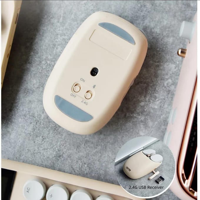 Lofree Wavy Chips Bluetooth-muis – Dual-modusverbinding (Bluetooth / 2.4G), DPI-instelbaar in 5 niveaus, 800 mAh batterij, Milk Tea-kleur, EP115