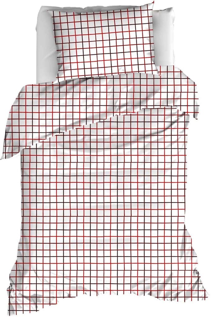 Moodit Dekbedovertrek Odil Rhombus Ruby Red - 140 x 200/220 + 60 x 70 cm - Rood - Katoen