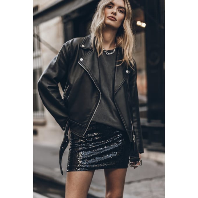Mikuta The Black Mini Sequin Skirt Black Größe: S | Miniröcke Outlet | Damen | Schwarz