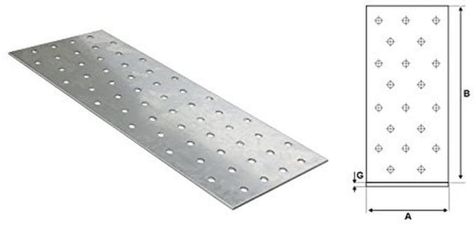Set van 25 Geperforeerde Platen voor Houtverbindingen - Platte Connectoren 60x200 mm