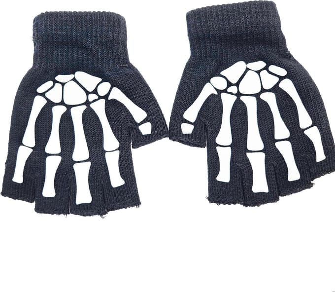 BamBella® Handschoenen winter Vingerloos skull print halloween skelet