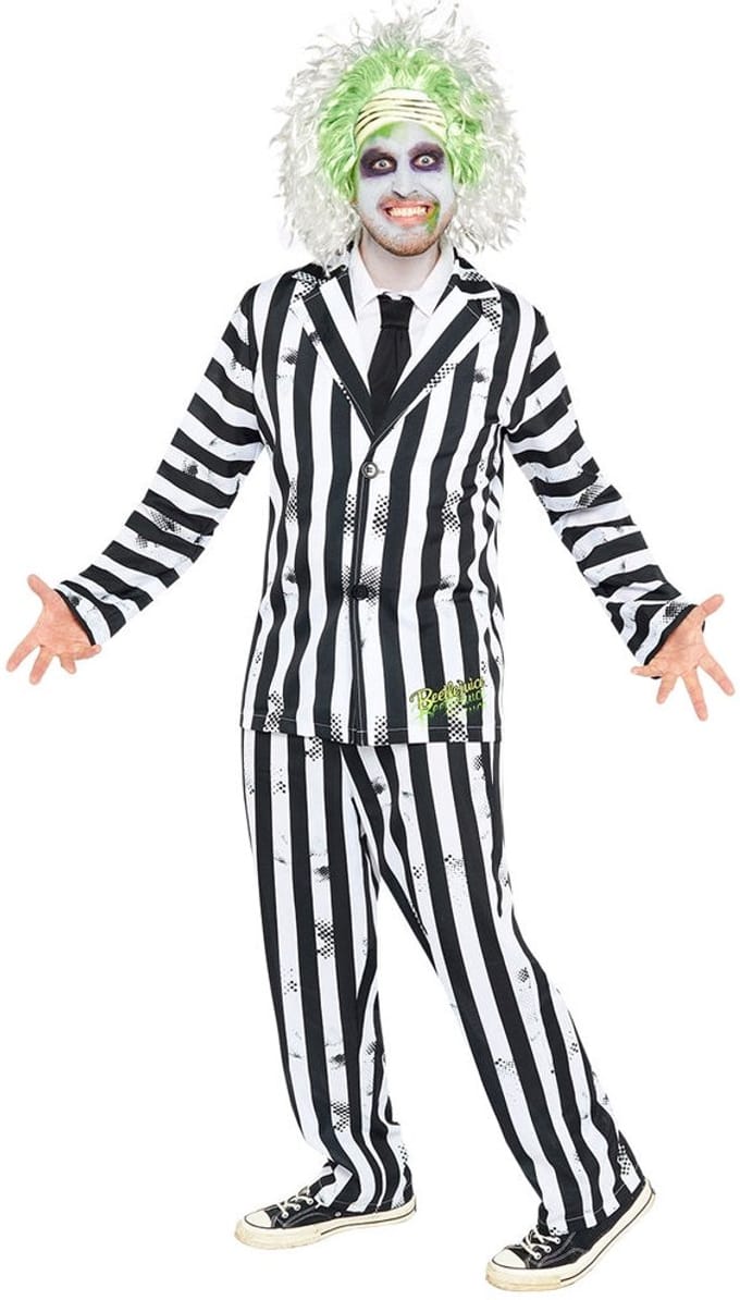 Beetlejuice Gestreepte volwassen kostuum XL