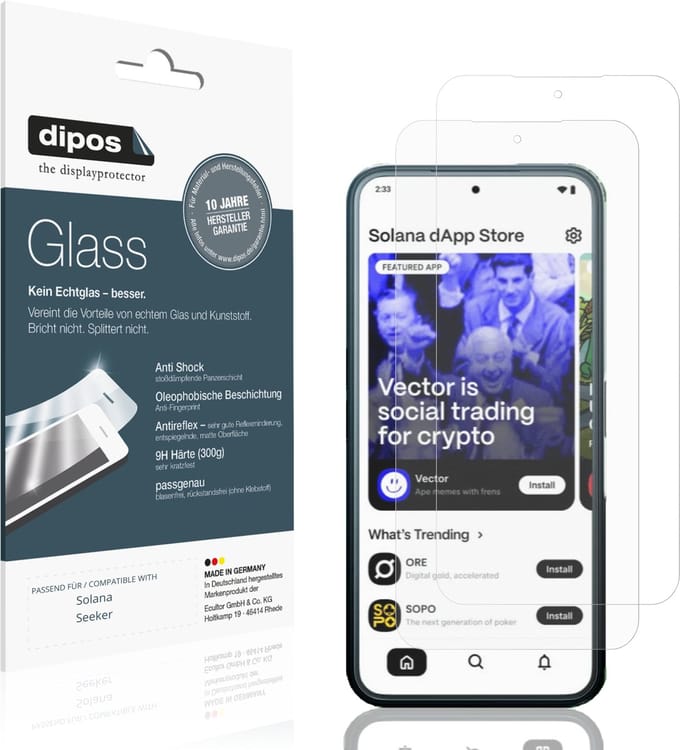dipos – 2x Matte Pantserfolie geschikt voor Solana Seeker | 9H Screenprotector