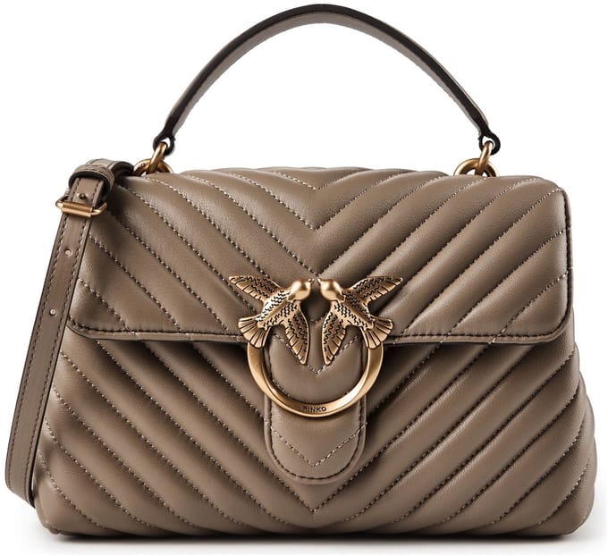 PINKO Love Lady Handtas Leder 22 cm - Dames - grigio talpa
