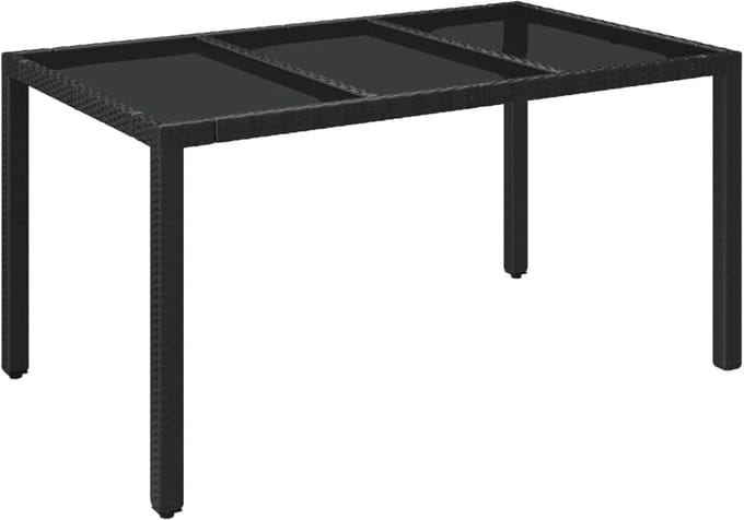 Tuintafel - Eettafel buiten - Buiten dineren - Weerbestendig polyrotan - 150 x 90 cm - Zwart