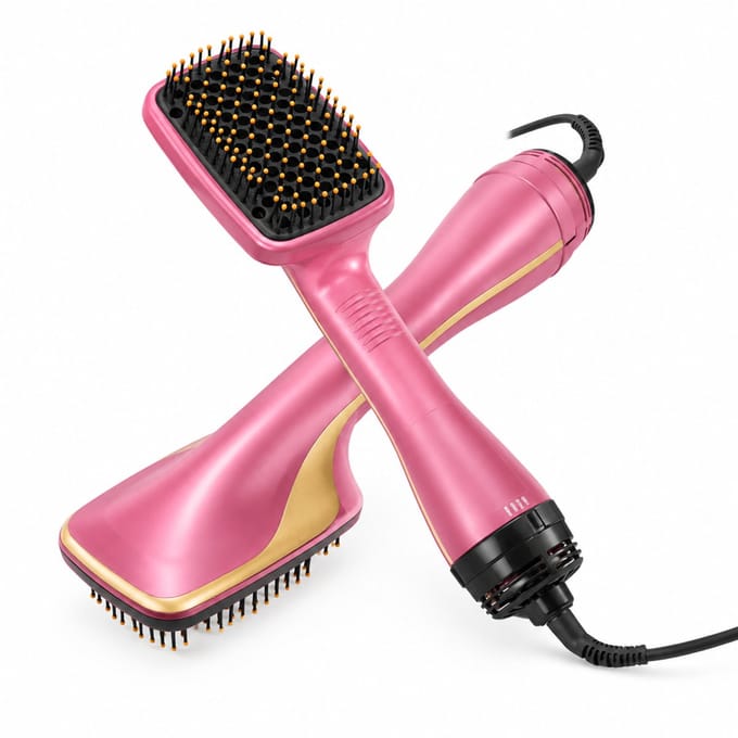 Hot Air Styling Brush - 3-in-1 Dry Curl Straight - Yellow Square Brush - Gift Box