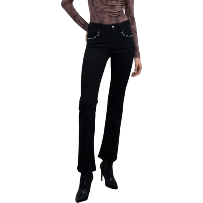 Goa Goa Roka model elastische flare jeans met metalen ogen