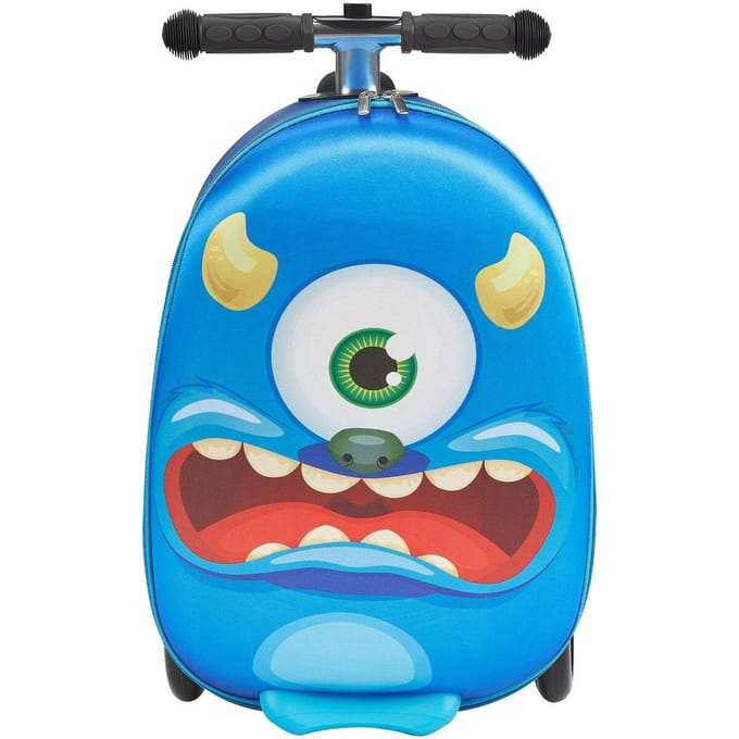 Valise Trottinette 20 pouces pour Enfants avec Roues Lumineuses Bleue