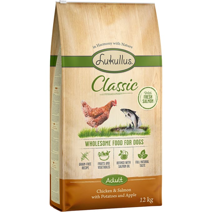 2x 12 kg Lukullus Classic Kip & Zalm (graanvrij) Droog hondenvoer