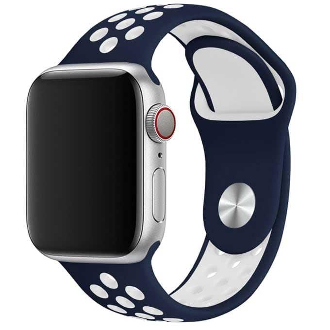 2+1 | Apple Watch Bandje Stryde - Dubbel - Siliconen - Blauw Wit