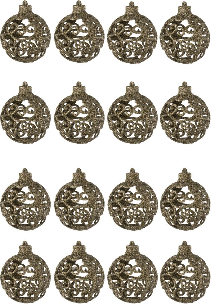 J-Line kerstbal Barok - kunststof - bruin - doos van 16