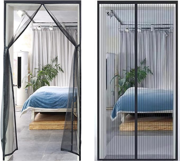 Zwarte Polyester Magnetische Deurgordijn voor Muggenscherm, Anti-insecten en Pests, 120x220 cm