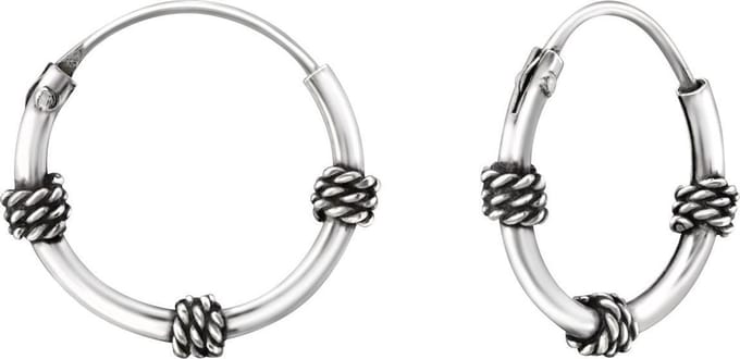 Amanto Oorbellen Frea B - 925 Zilver Geoxideerd - Bali - ∅12mm