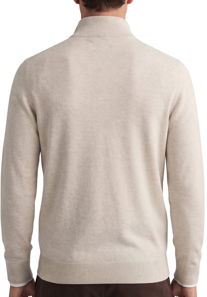 katoenen Gant half zip trui beige effen normale fit