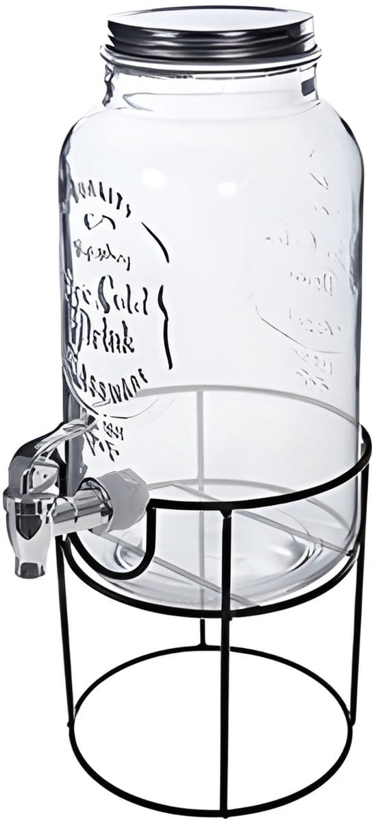 Alessandro Drankdispenser - 6 liter - glas - limonadetap - met standaard - 20 x 43 cm