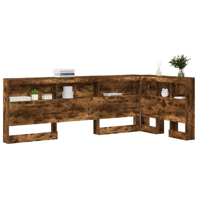 vidaXL - Opberghoofdbord - Rook - Eiken - Bewerkt - hout
