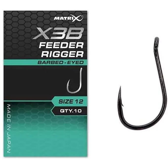 Matrix X3B Feeder Rigger Eyed-Barbed (10 pcs) - Maat : 14