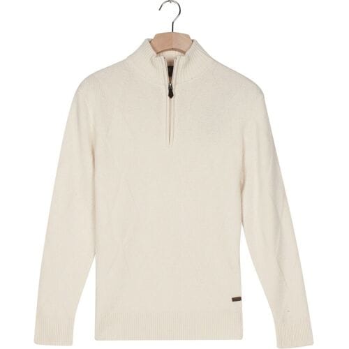 Baileys Trui Lambswool Half Zip Argyle Jacquard Knit Wit / male