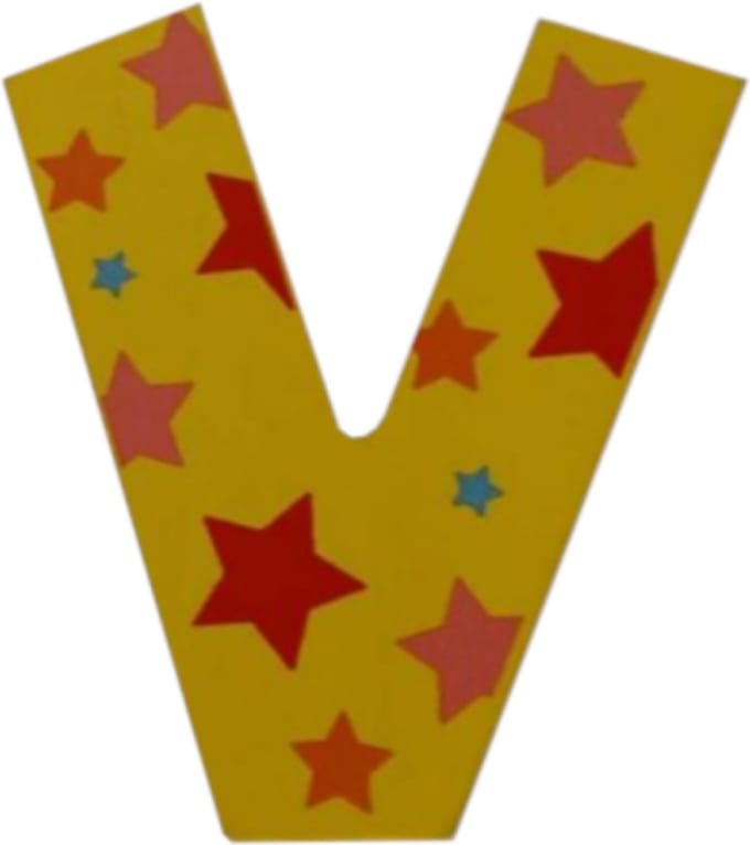 Decoratieletter - V - Hout - 7cm - Geel