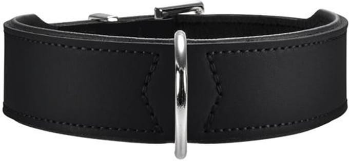 Halsband Basic 55 nikkel, hals 41-49 cm gecoat splitleer zwart/zwart