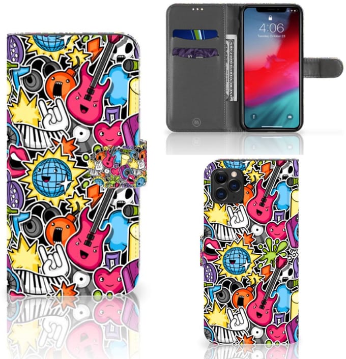 Apple iPhone 11 Pro Max Wallet Case met Pasjes Punk Rock