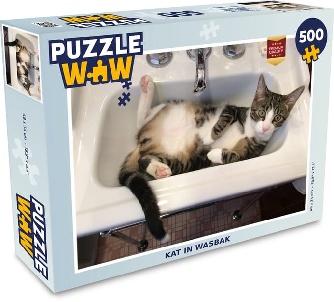 Puzzel Kat - Wasbak - Badkamer - Legpuzzel - Puzzel 500 stukjes