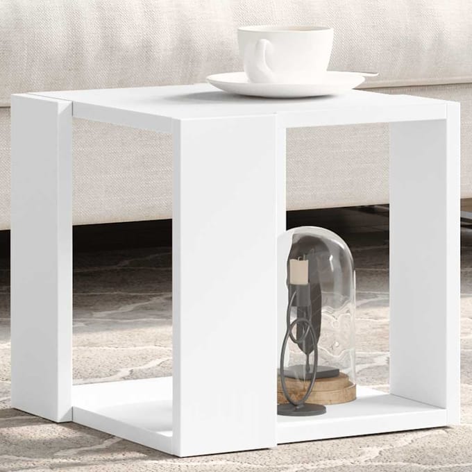 vidaXL - Salontafel - 32x32x30 - cm - bewerkt - hout - wit