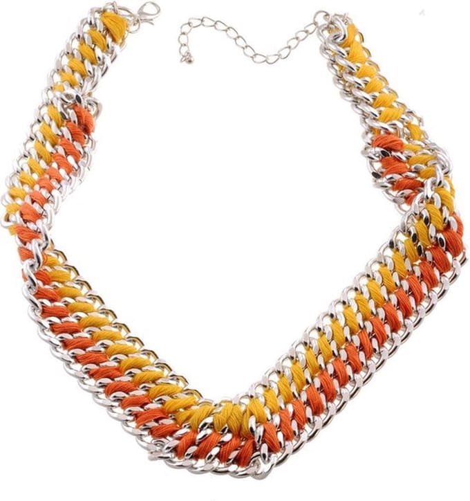 Behave - Gevlochten Statement Ketting - Oranje & Geel - Dames