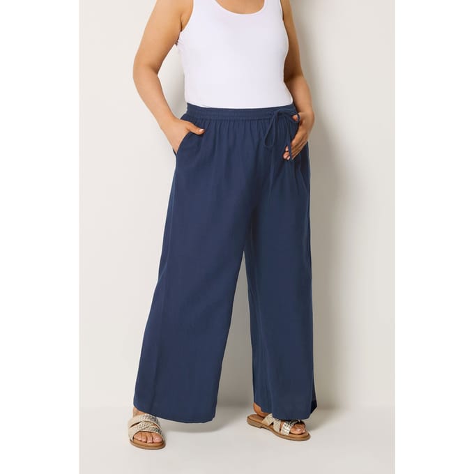 Bump It Up Maternity Marineblauwe Broek Met Wijde Pijpen Size 48