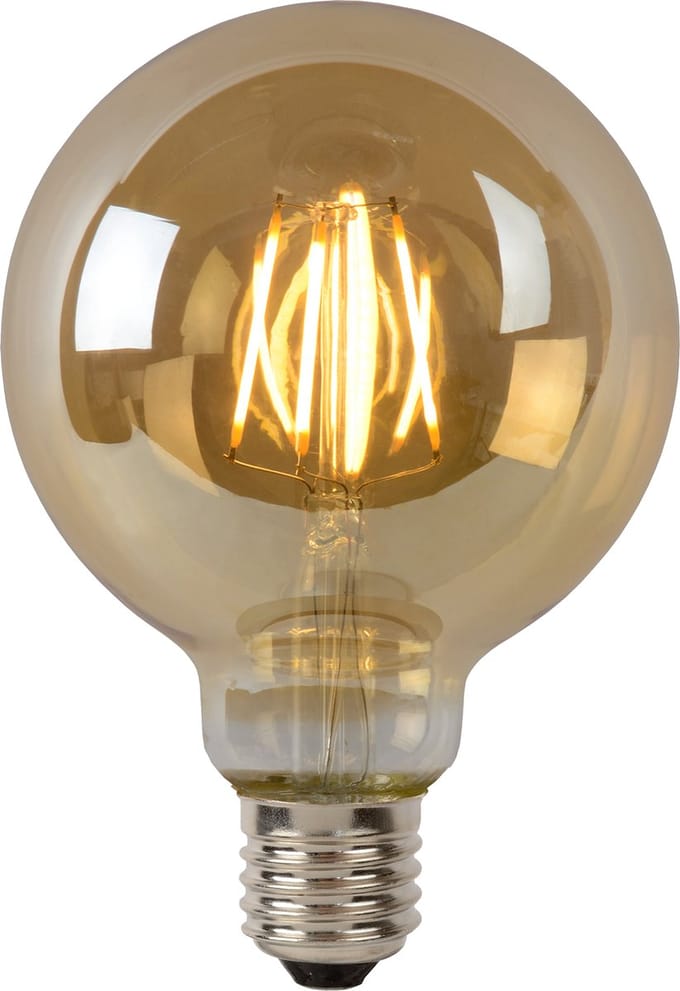 Lucide Ledfilamentlamp Globe G95 - Amber - D9,5cm - Dimbaar - Warm Wit - E27 - 5w