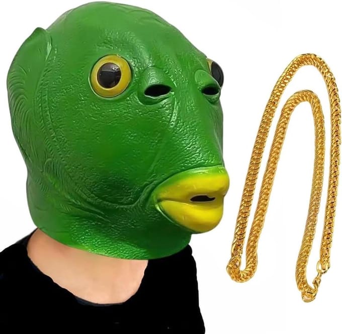 Vis masker - Grappig hoofddeksel - Kostuumfeest - Realistisch ontwerp - 20 x 20 cm - Groen