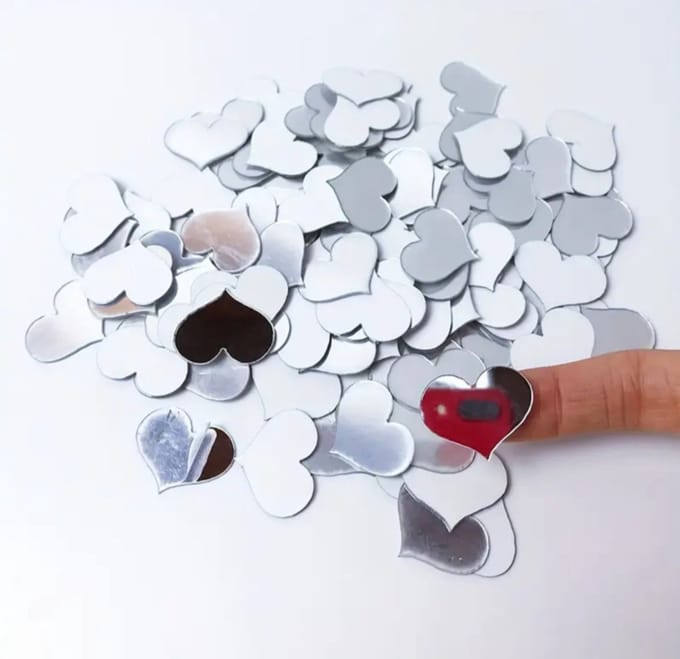 20 spiegel stickers - zilver - valentijn - liefde