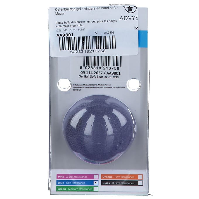 Oefenballetje Gel Vingers-hand Soft Blauw Advys