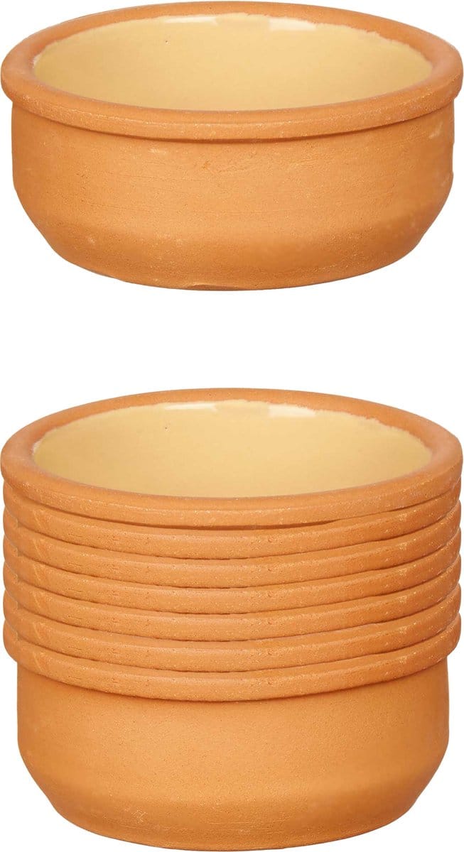 La Dehesa Tapas/creme brulee serveer schaaltjes - 12x - mini - terracotta/geel - 8 x 4 cm