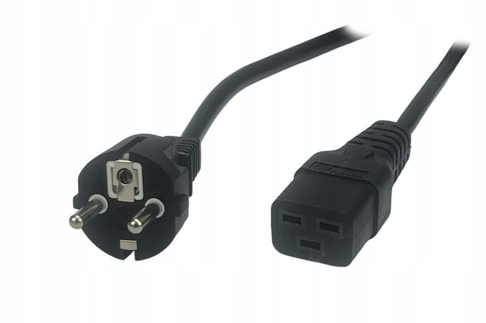 POS AC Stroomkabel C19 naar CEE7/7 (16A), 1.5m, Zwart