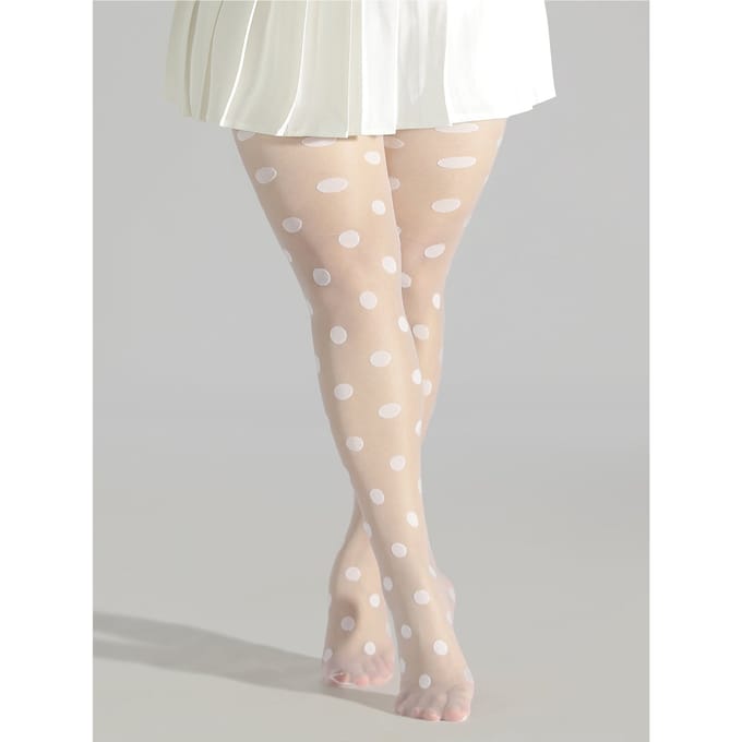 Klassieke Witte Stippen Jacquard Oversized Kousen XXL beige
