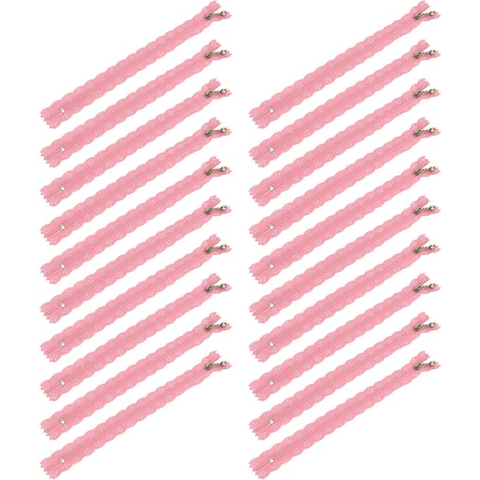 20 Pièces 20CM DIY Dentelle Nylon Fermetures Éclair Spirale Fermeture Éclair Fleur pour Couture Robe de Mariée Artisanat Rose pink