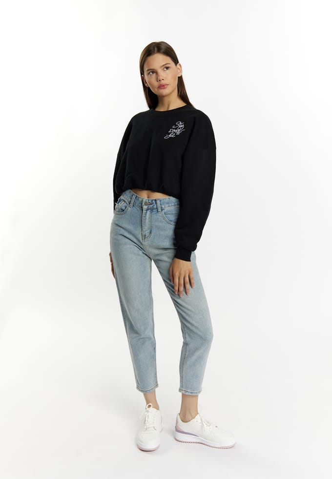 Mymo Cropped sweatshirt Dames zwart