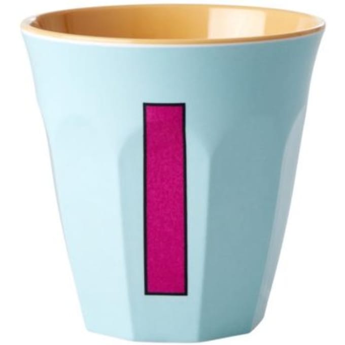 Rice melamine beker medium letter i mint
