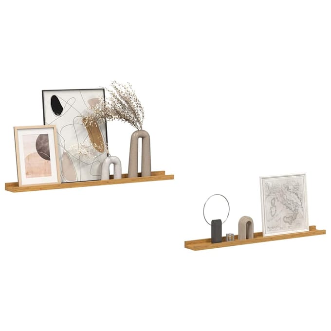 vidaXL - Wandplank - 2 - st - Beige - 80 - x - 9 - x - 3 - cm - Bewerkt - hout