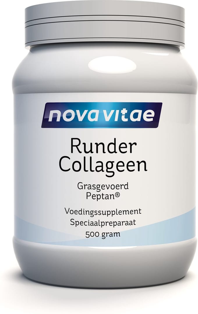 Nova Vitae - Runder Collageen - Grasgevoerd - Rundercollageen - Hydrolysaat - PEPTAN® - 500 gram - Collagen Peptides - Poeder