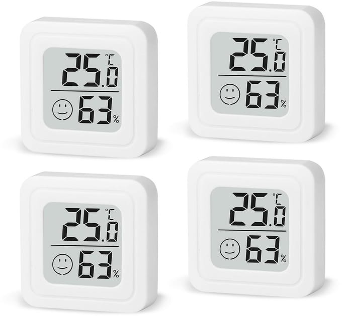 4 Stuks Digitale Hygrometer Thermometer Binnen - Temperatuur en Vochtigheidsmeter met Comfortindicator