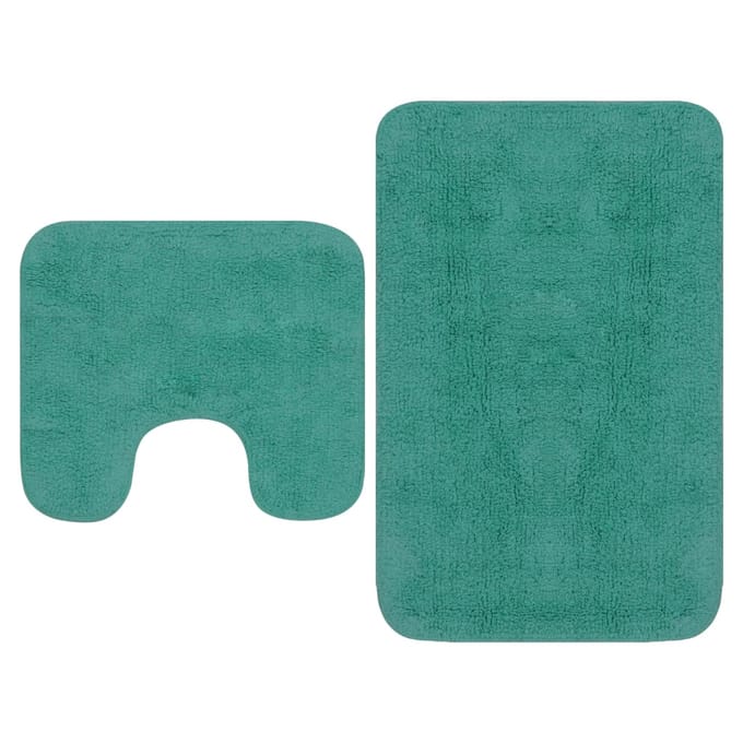 vidaXL - Badmattenset - stof - turquoise - 2-delig