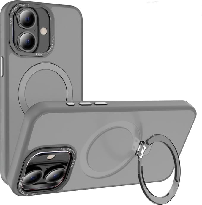 Cityhoesje - Ring BackCover iPhone 16 Plus - Wireless Charging - Grijs