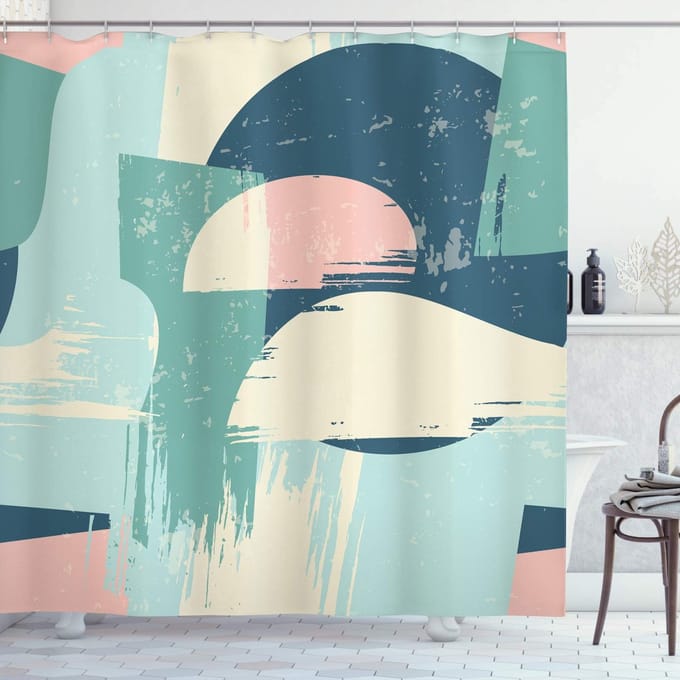 ABAKUHAUS Abstrakt Douchegordijn – Polyester – Veelkleurig – 175×200 cm