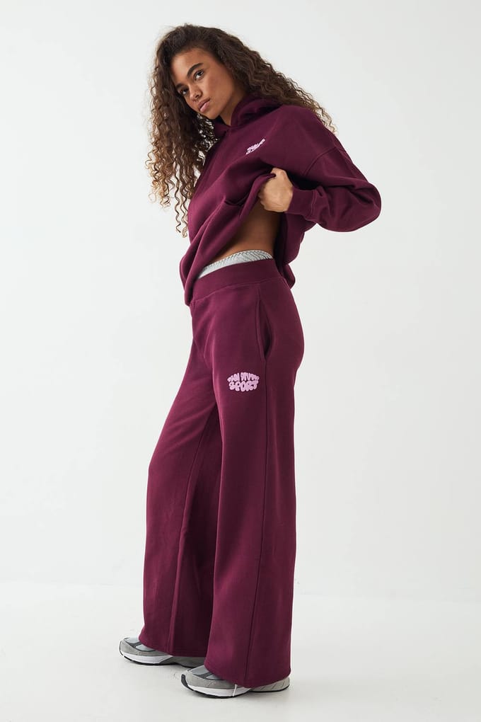Dames DSGN Studio Sport Bubble Rechte Pijp Joggingbroek | Pruim | Maat: XL